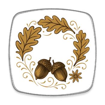 Acorns &amp; Leaves - Natural Design Autumn - Square fridge magnet - white - Front