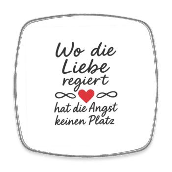 Love and fear quote in black and red - Square fridge magnet - white - Front