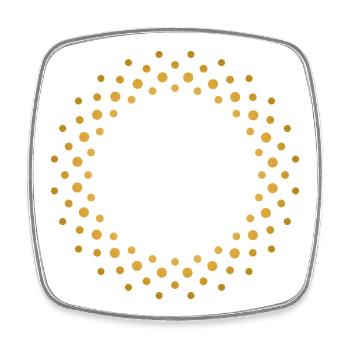 Ring-shaped, golden dot pattern - Square fridge magnet - white - Front