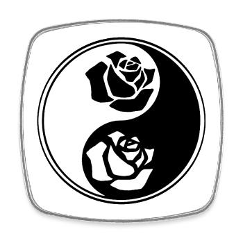 yin yang flower - Square fridge magnet - white - Front