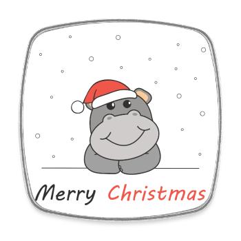 Hippo Christmas Snow Winter Animals Hippos - Square fridge magnet - white - Front