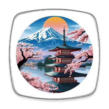 Ruhige japanische Berglandschaft - Viereckiger Kühlschrankmagnet - Weiß - Vorne