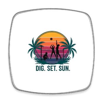Sonnenuntergangs-Volleyball-Trio-Design - Viereckiger Kühlschrankmagnet - Weiß - Vorne