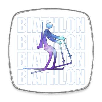Biathlon Wintersport Biathleten - Viereckiger Kühlschrankmagnet - Weiß - Vorne