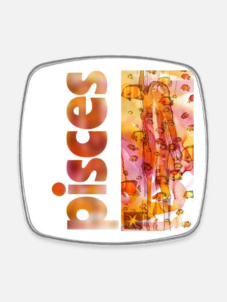 Zodiac sign Pisces - Square fridge magnet - white