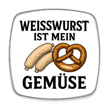 Weißwurst ist mein Gemüse - Viereckiger Kühlschrankmagnet - Weiß - Vorne