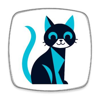 Schwarz-Blau Katze mit Aww-Effekt - Viereckiger Kühlschrankmagnet - Weiß - Vorne