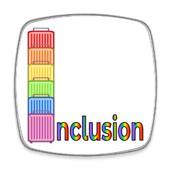 INKLUSION PRIDE REGENBOGENKOFFER - Viereckiger Kühlschrankmagnet - Weiß - Vorne