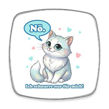Freche Cartoon-Katze mit Türkisaugen - Viereckiger Kühlschrankmagnet - Weiß - Vorne