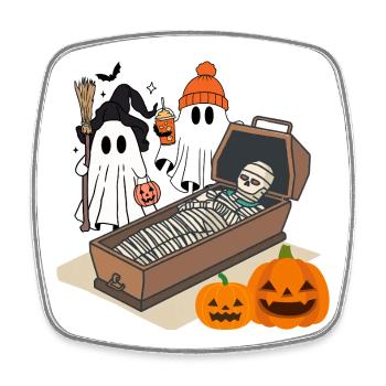 Fantômes d’Halloween effrayants et conception de squelettes - Magnet carré - blanc - Devant