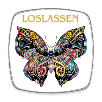 magic butterfly LET GO - Square fridge magnet - white - Front