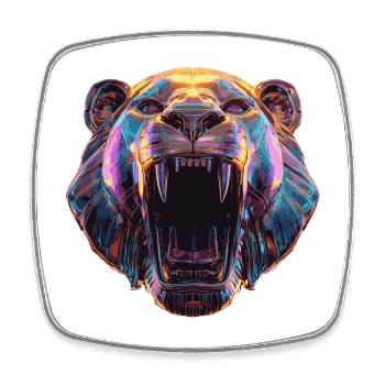 Neon tête de lion Art Design - Magnet carré - blanc - Devant