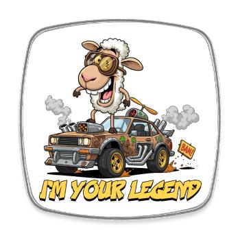 Sheep Racer Car Custom Design - Square fridge magnet - white - Front