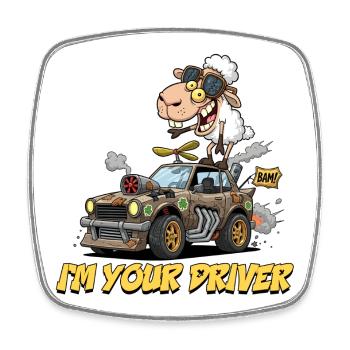 T-shirt humoristique du conducteur de mouton - Magnet carré - blanc - Devant