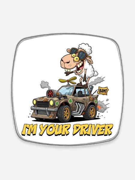 T-shirt humoristique du conducteur de mouton - Magnet carré - blanc