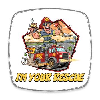 Rescue Firefighter Abenteuer-Design - Viereckiger Kühlschrankmagnet - Weiß - Vorne
