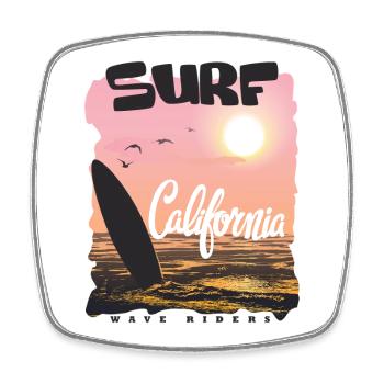 California Surfer Sonnenuntergang - Viereckiger Kühlschrankmagnet - Weiß - Vorne