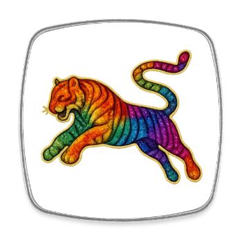 Rainbow Tiger - Square fridge magnet - white - Front