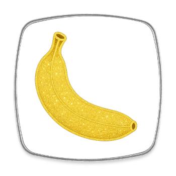 Glitzernde Bananen-Illustration - Viereckiger Kühlschrankmagnet - Weiß - Vorne