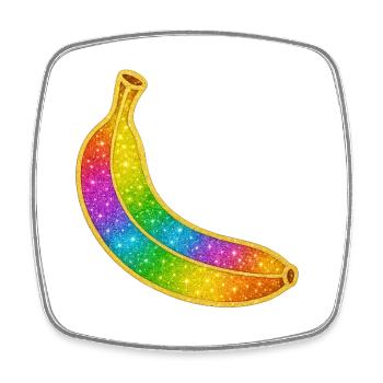 Regenbogen Glitzer-Banane - Viereckiger Kühlschrankmagnet - Weiß - Vorne