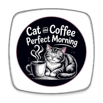 Katzenmilchkaffee Morgenstimmung - Viereckiger Kühlschrankmagnet - Weiß - Vorne