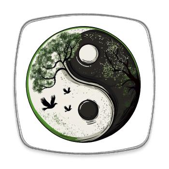Yin et Yang Version Nature :) - Magnet carré - blanc - Devant
