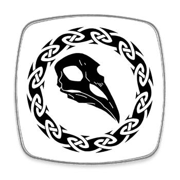Black Viking Raven Skull - Square fridge magnet - white - Front