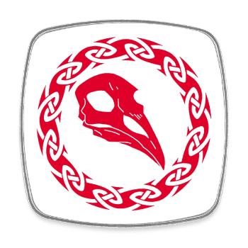 Red Viking Raven Skull - Square fridge magnet - white - Front
