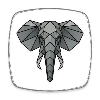 Geometric Elephant Art - Square fridge magnet - white - Front