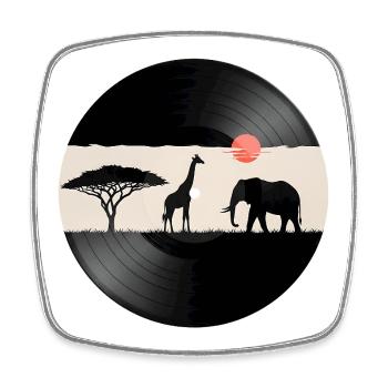 Disque vinyle African Sunset - Magnet carré - blanc - Devant