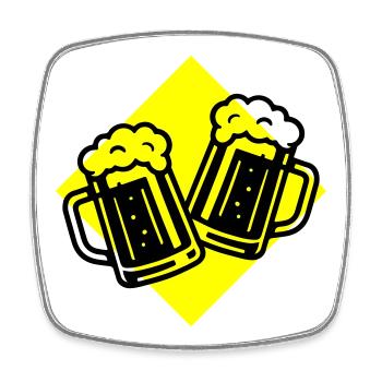 Bier Anstoßen Bierkrug - Viereckiger Kühlschrankmagnet - Weiß - Vorne