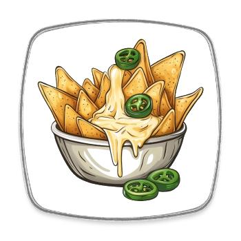 Nachos with cheese dip and jalapenos :) - Square fridge magnet - white - Front