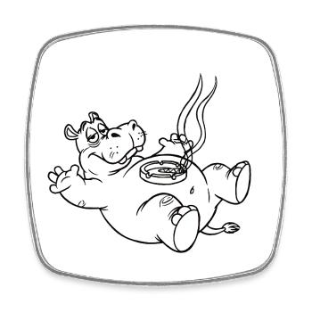 Witziges Hippo - Viereckiger Kühlschrankmagnet - Weiß - Vorne