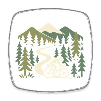 Motif VTT aventureux dans un cadre naturel - Magnet carré - blanc - Devant