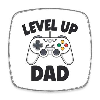 Level Up Dad – Weihnachts Gamer Geschenk - Viereckiger Kühlschrankmagnet - Weiß - Vorne