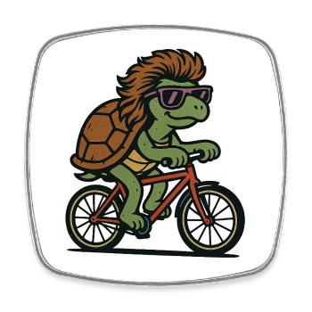 Bike Turtle - Square fridge magnet - white - Front