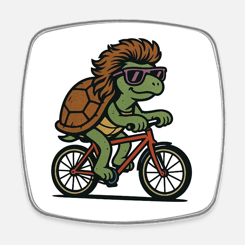 Bike Turtle - Square fridge magnet - white