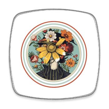 Portrait de fleur avec accent de la nature - Magnet carré - blanc - Devant