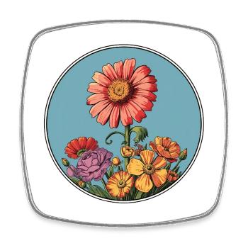 Blumenillustration im Vintage-Stil - Viereckiger Kühlschrankmagnet - Weiß - Vorne