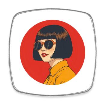 Bold retro aesthetic with sunglasses - Square fridge magnet - white - Front