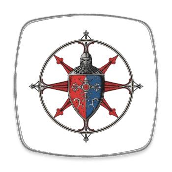 Coat of arms with medieval knight motifs - Square fridge magnet - white - Front