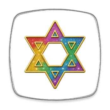 Regenbogen Stern Dekor - Viereckiger Kühlschrankmagnet - Weiß - Vorne