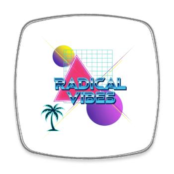 Neon Retro Radikal Vibes - Viereckiger Kühlschrankmagnet - Weiß - Vorne