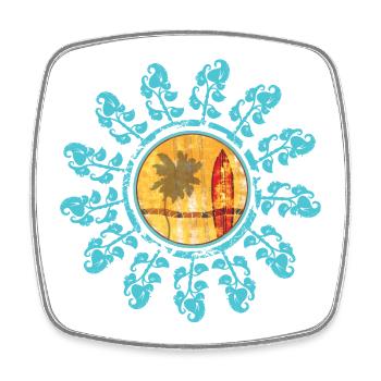 Beach and sunset in boho style - Square fridge magnet - white - Front