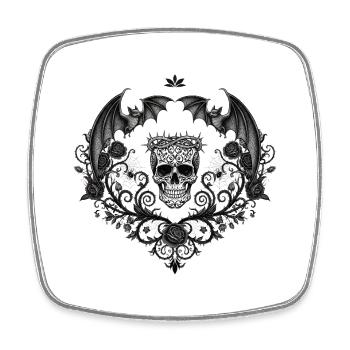 Düstere Gothic Totenkopf mit Fledermäusen - Viereckiger Kühlschrankmagnet - Weiß - Vorne