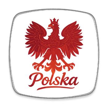 Drapeau de l'aigle polonais rouge, cadeau - Magnet carré - blanc - Devant