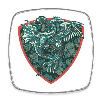 Mittelalterlicher Drache in Blau auf Schild - Viereckiger Kühlschrankmagnet - Weiß - Vorne