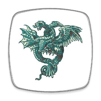 Mythischer mittelalterlicher Drache in bläulichen Farben - Viereckiger Kühlschrankmagnet - Weiß - Vorne