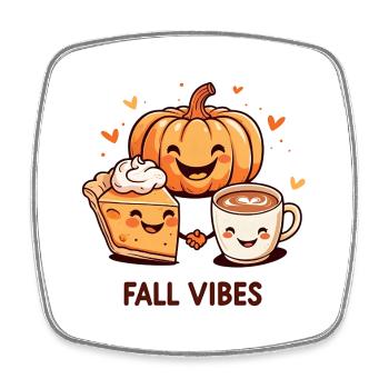 Cozy Autumn Vibes – Coffee, Pumpkin & Pie - Square fridge magnet - white - Front