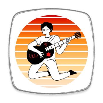 Electric guitar in the sunset - Square fridge magnet - white - Front